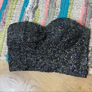 EUC Charlotte Russe Mermaid Glitter Strapless Bustier Top Medium